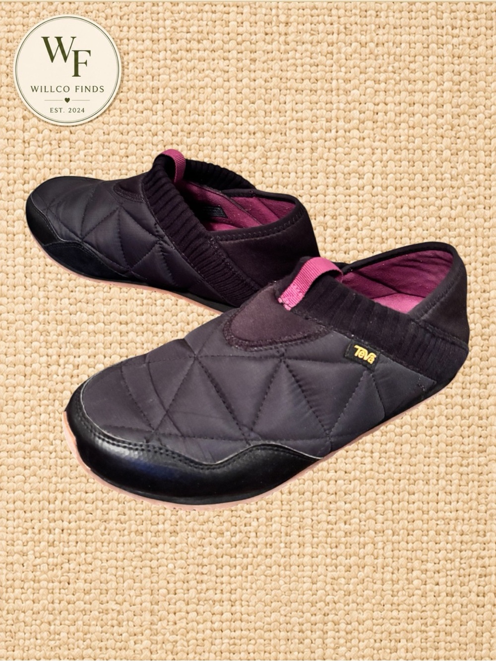 Teva Ember Moc Men’s 10 Black Burgundy Quilted Slip On Shoes 1018226